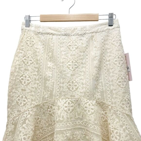 NWT Rachel Parcell Cream Embroidered Flounce Skirt Beige Swan Size Small NEW - Picture 8 of 16